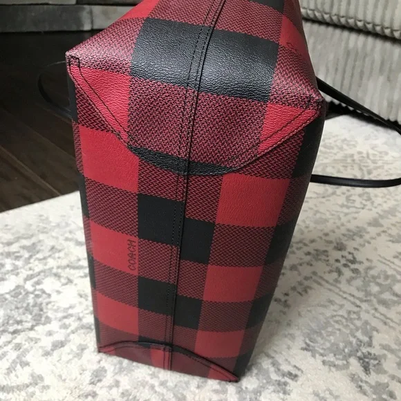 Coach City Tote Bag With Buffalo Plaid Print, 7271 - Picture 9 of 15